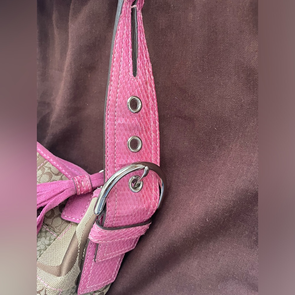 Vintage Brown & Pink Patchwork Coach Shoulder Bag - Gem